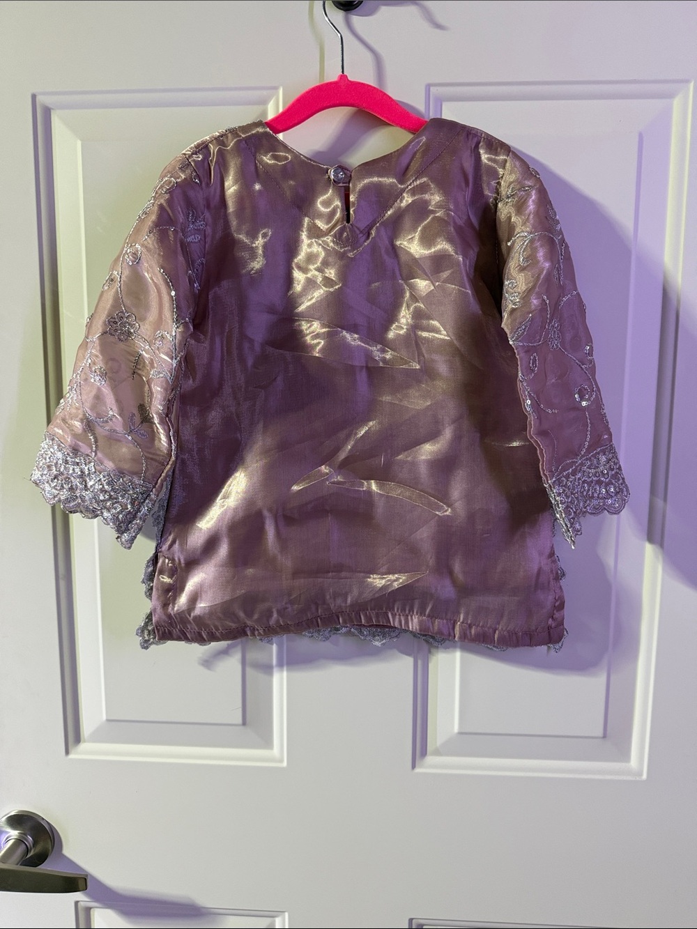 Kids Gharara Set Mauve/Silver 3pc Festive Outfit - Picture 10 of 15